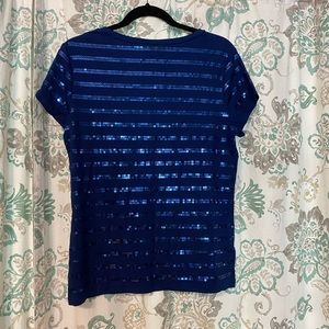 Ann Taylor TShirt with sequin stripes size L nwt